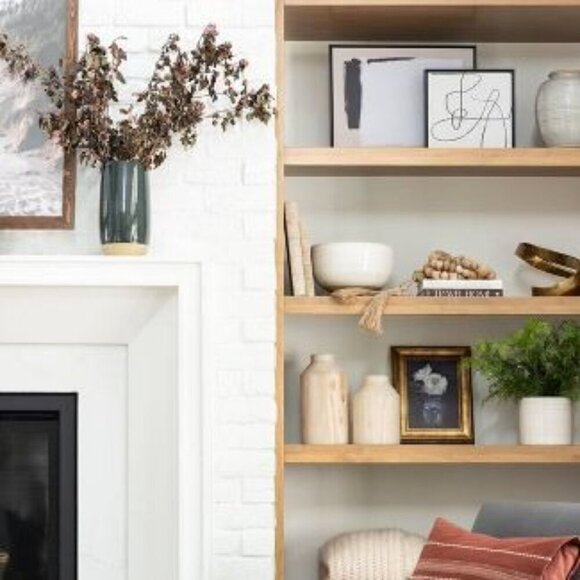 Threshold Studio McGee 11x14 Floral Arrangement Framed‎ Wall Canvas Gold/Navy - Picture 4 of 6